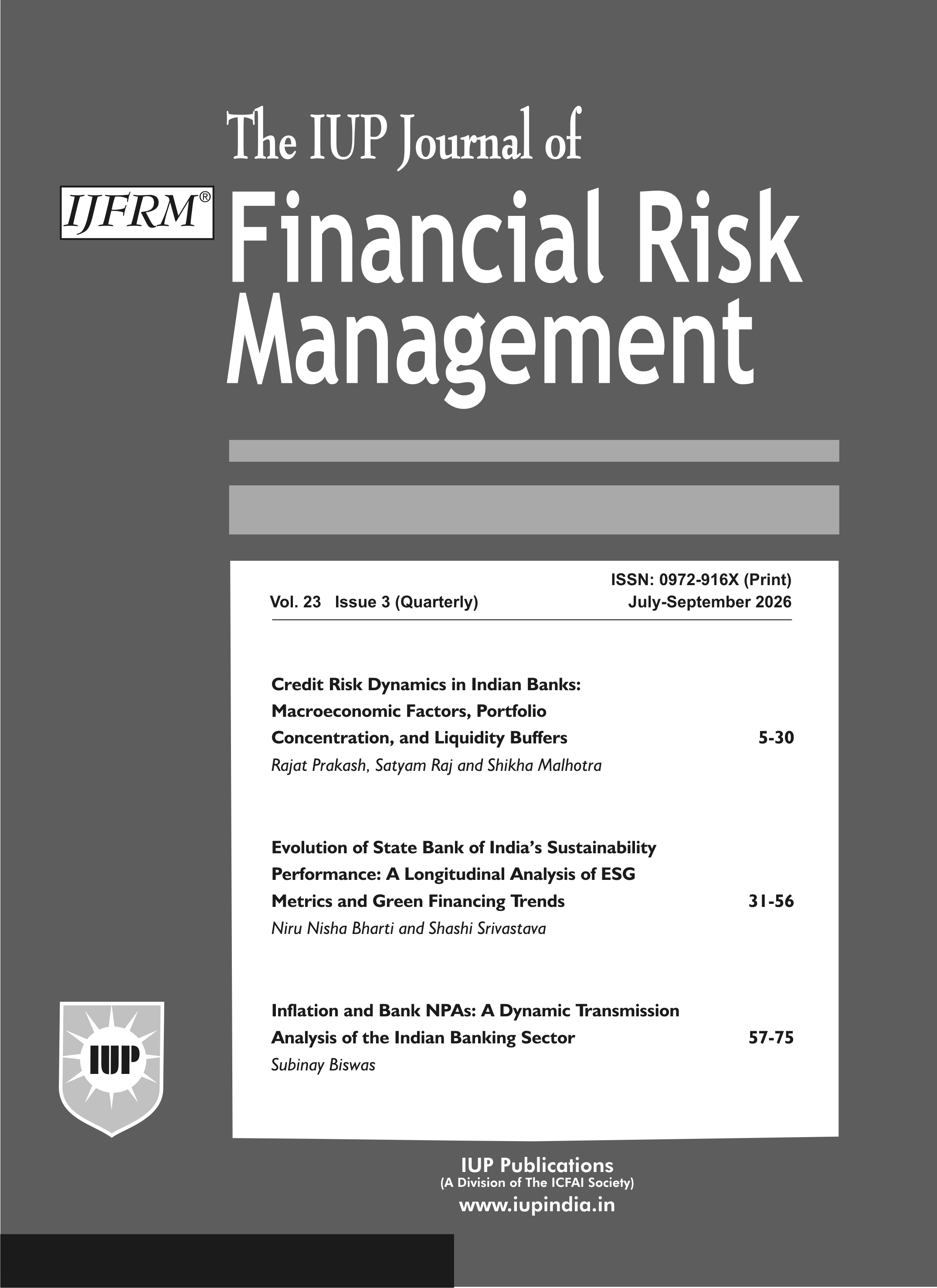 The IUP Journal of Financial Risk Management