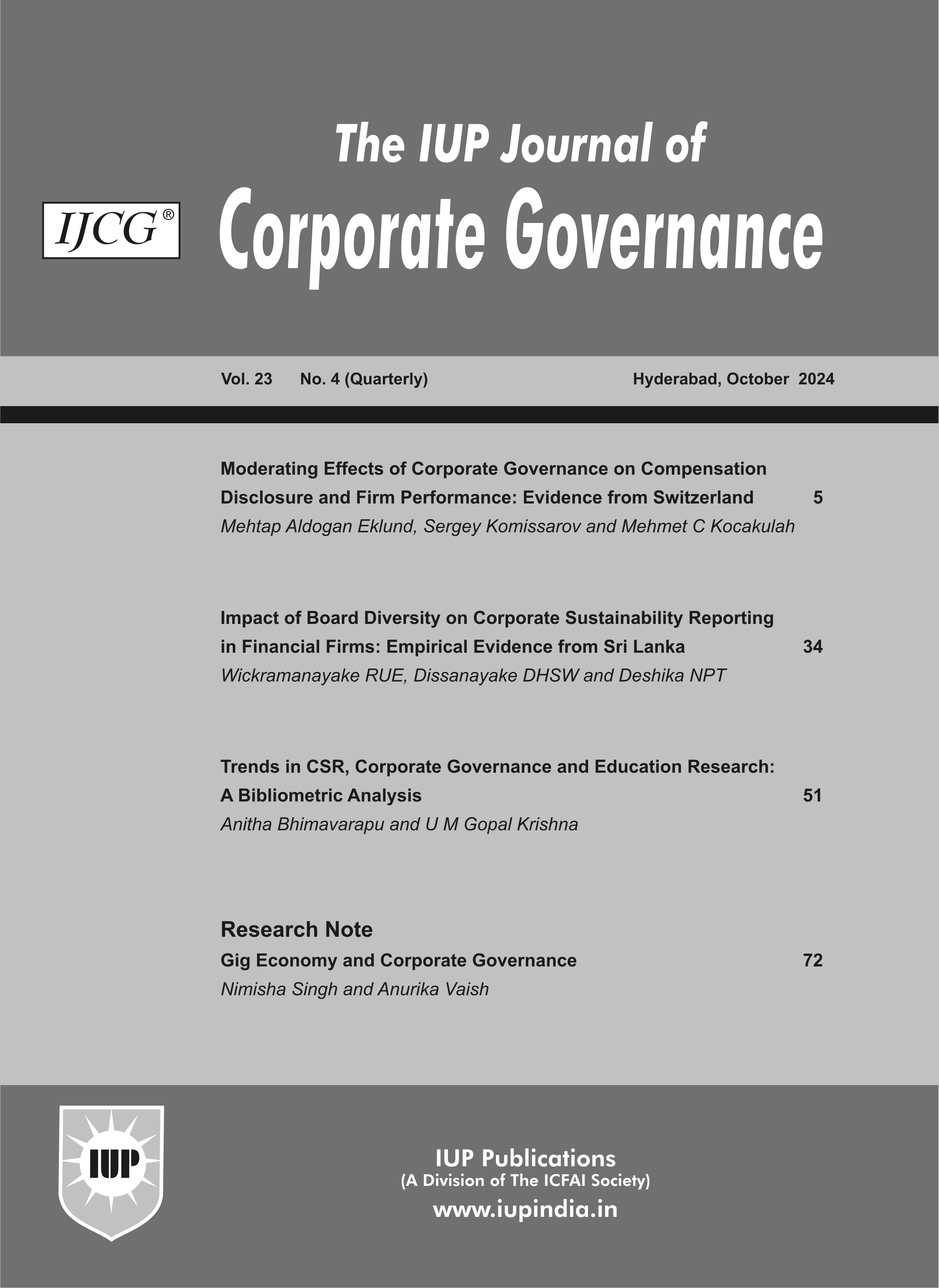 The IUP Journal of Corporate Governance