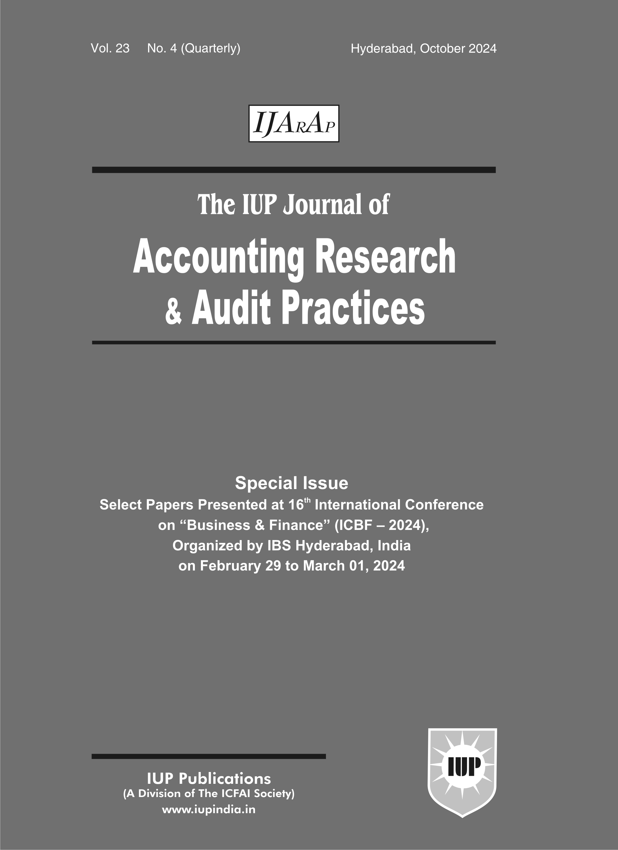 The IUP Journal of Accounting Research & Audit Practices