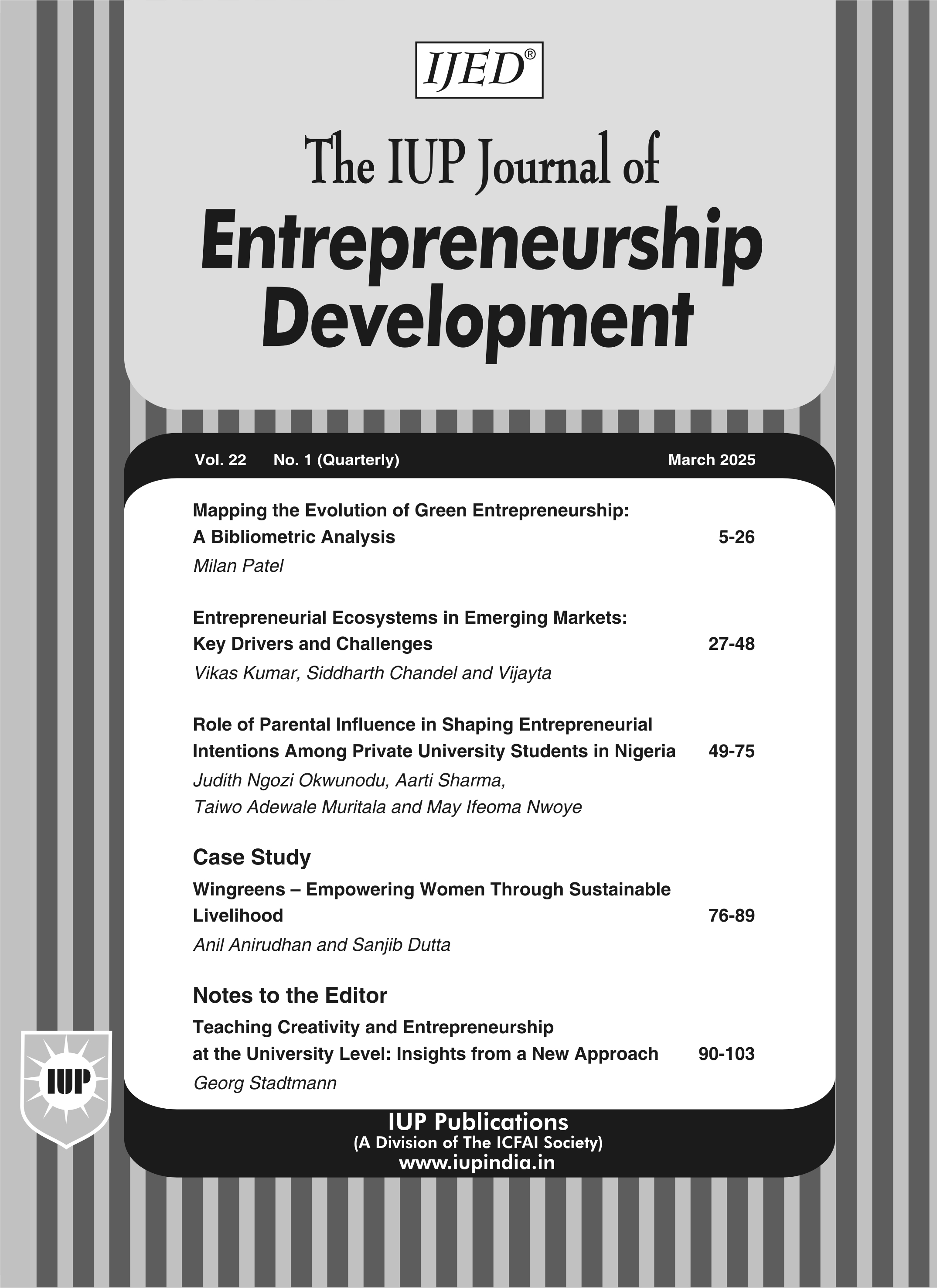 The IUP Journal of Entrepreneurship Development
