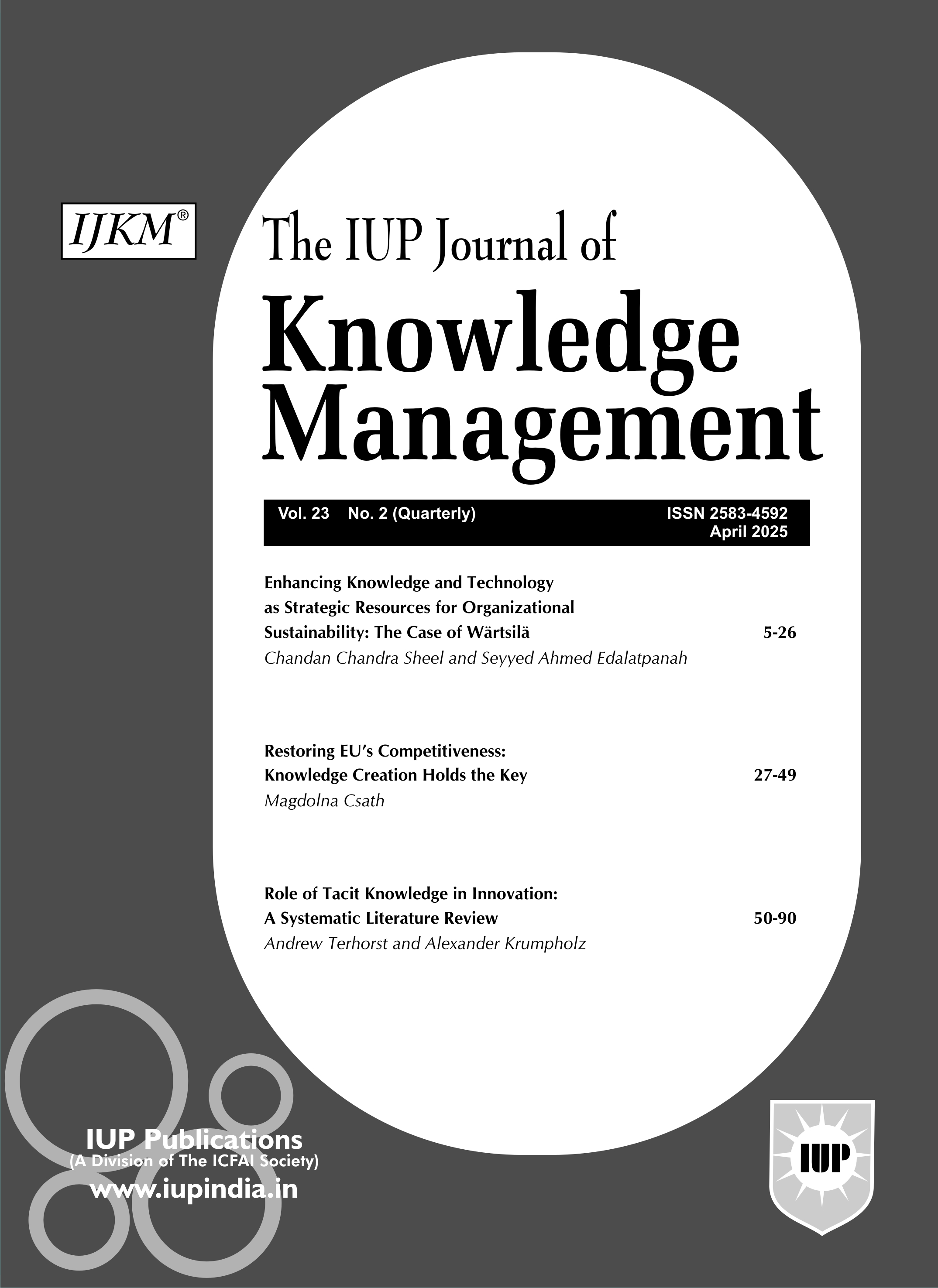 The IUP Journal of Knowledge Management