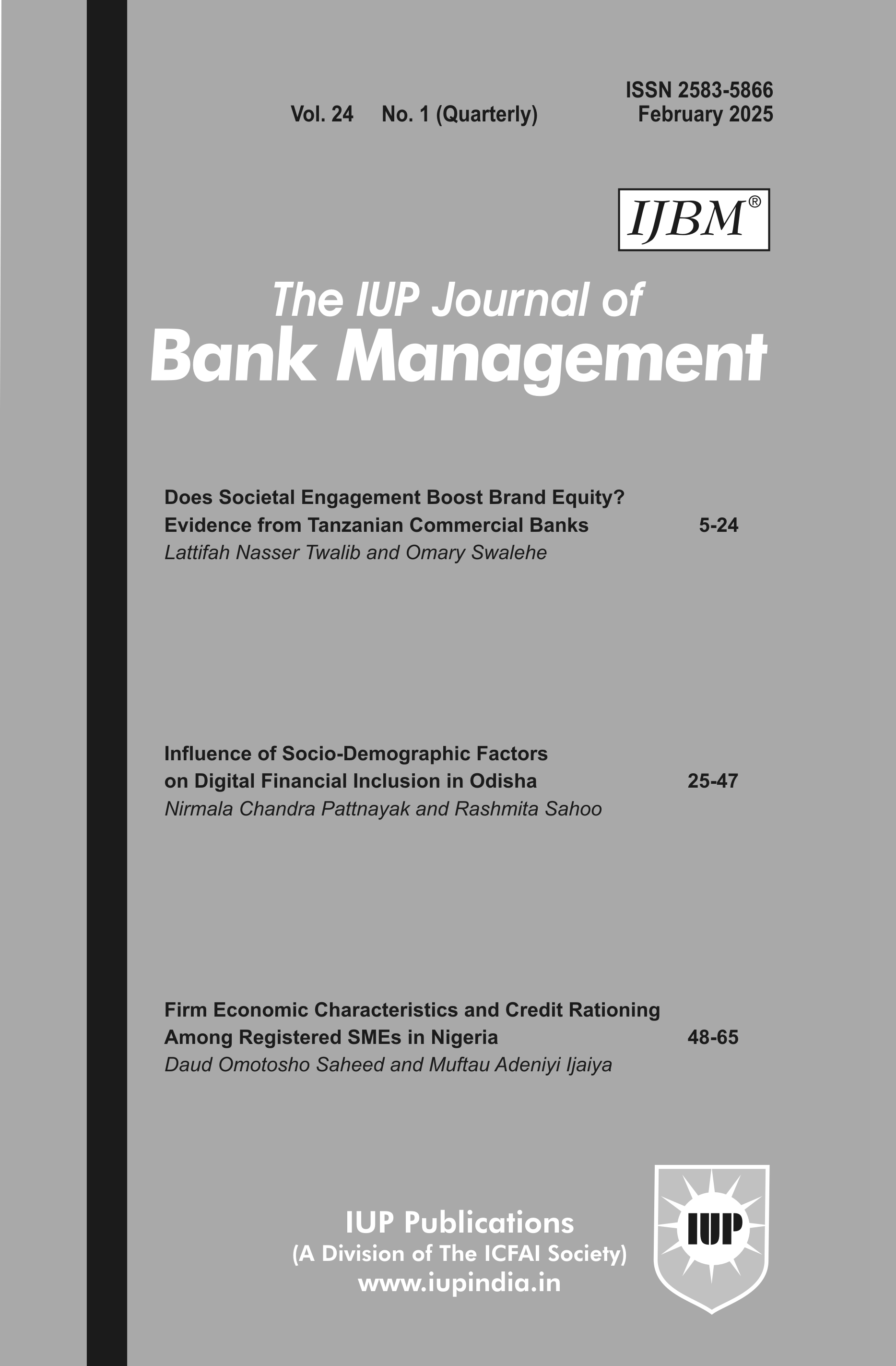 The IUP Journal of Bank Management