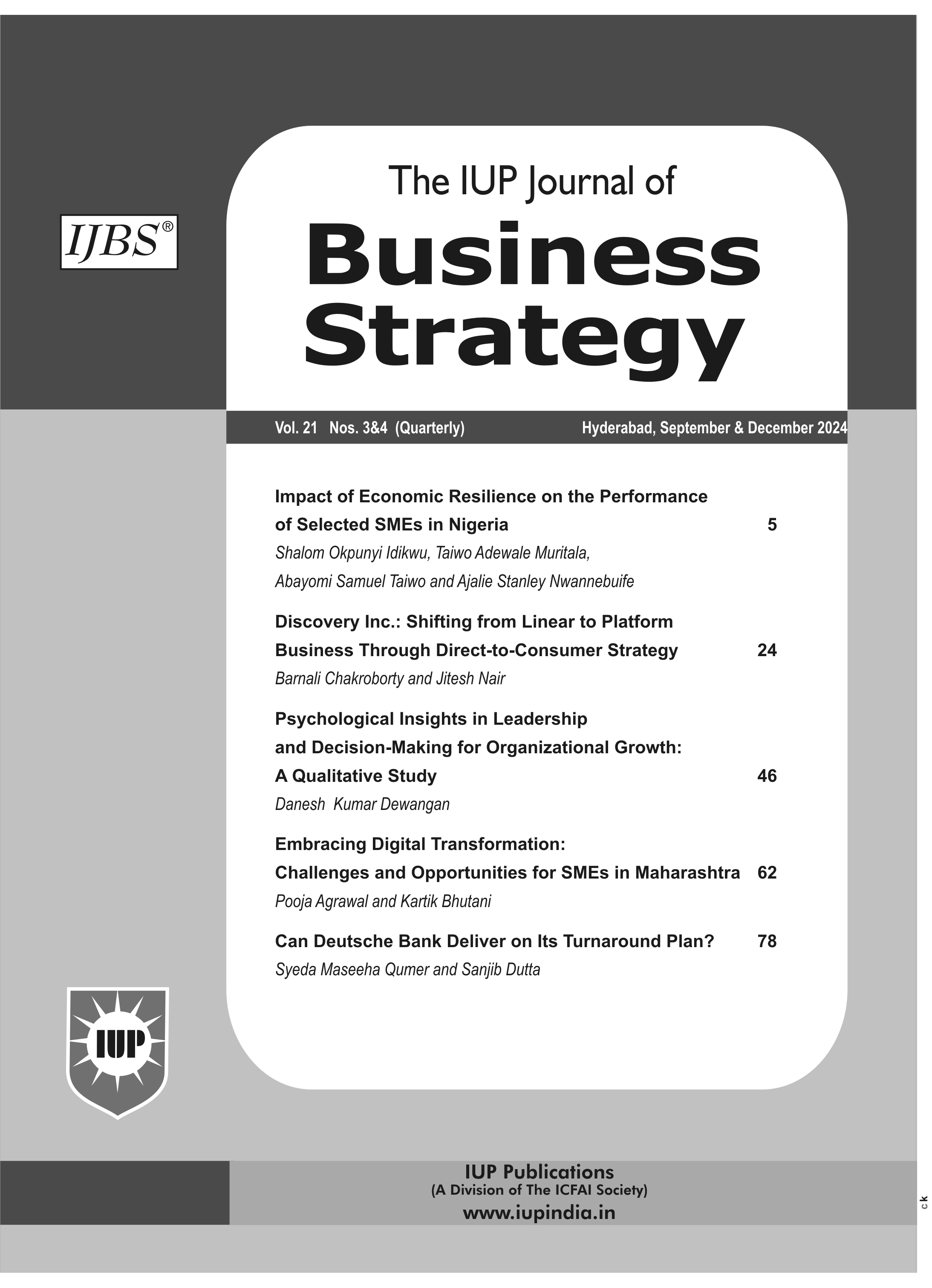 The IUP Journal of Business Strategy