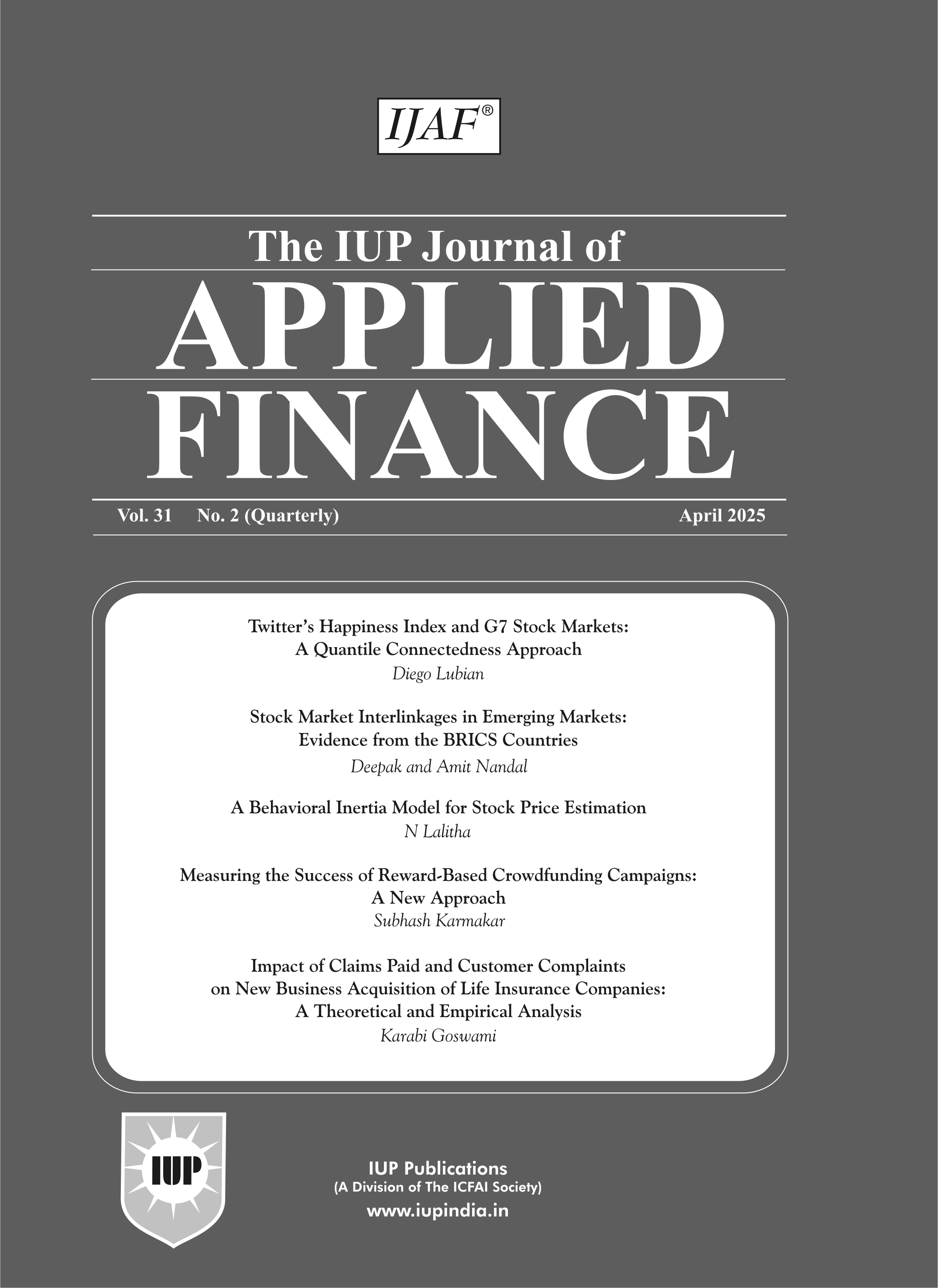The IUP Journal of Applied Finance
