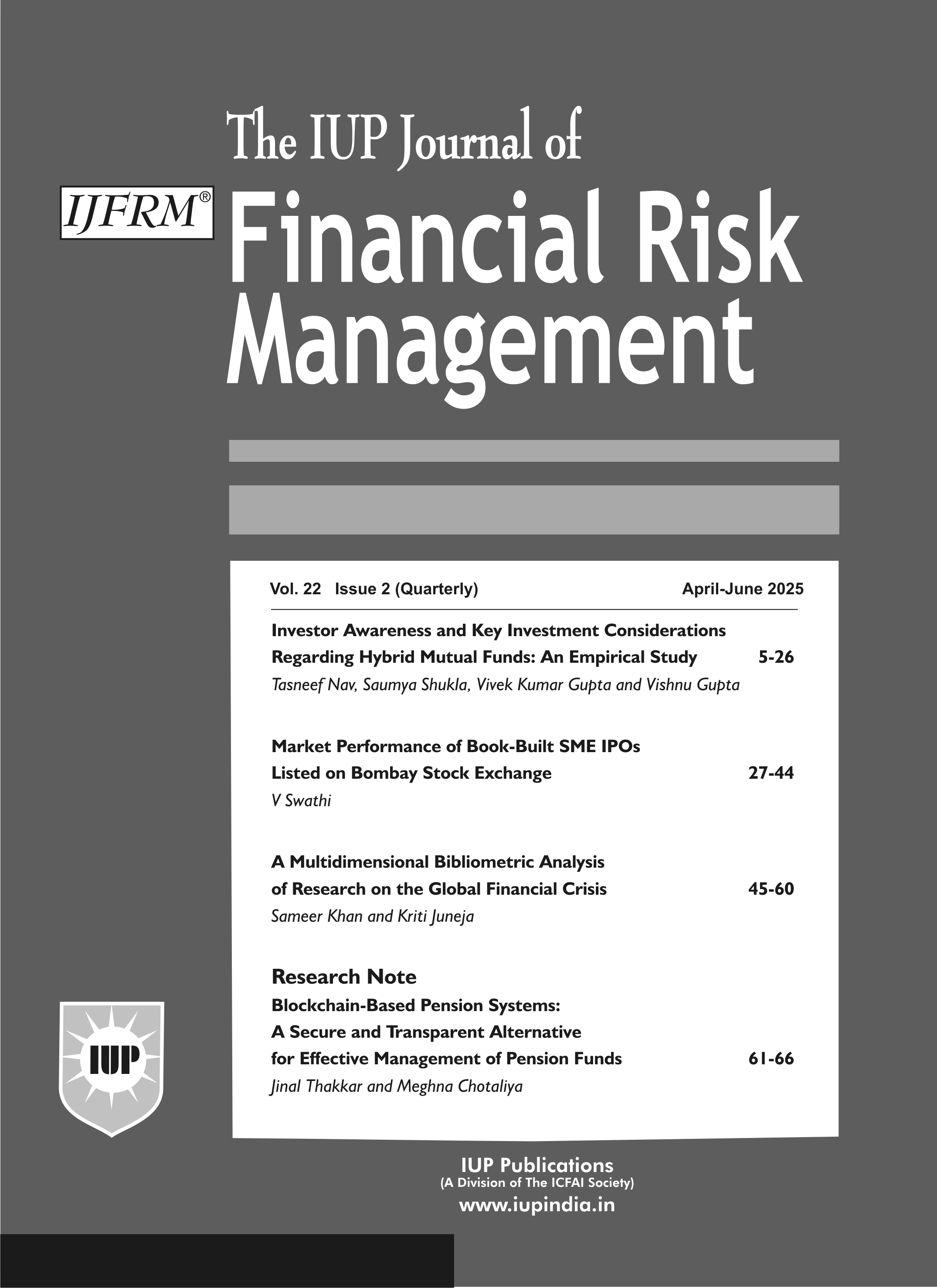 The IUP Journal of Financial Risk Management