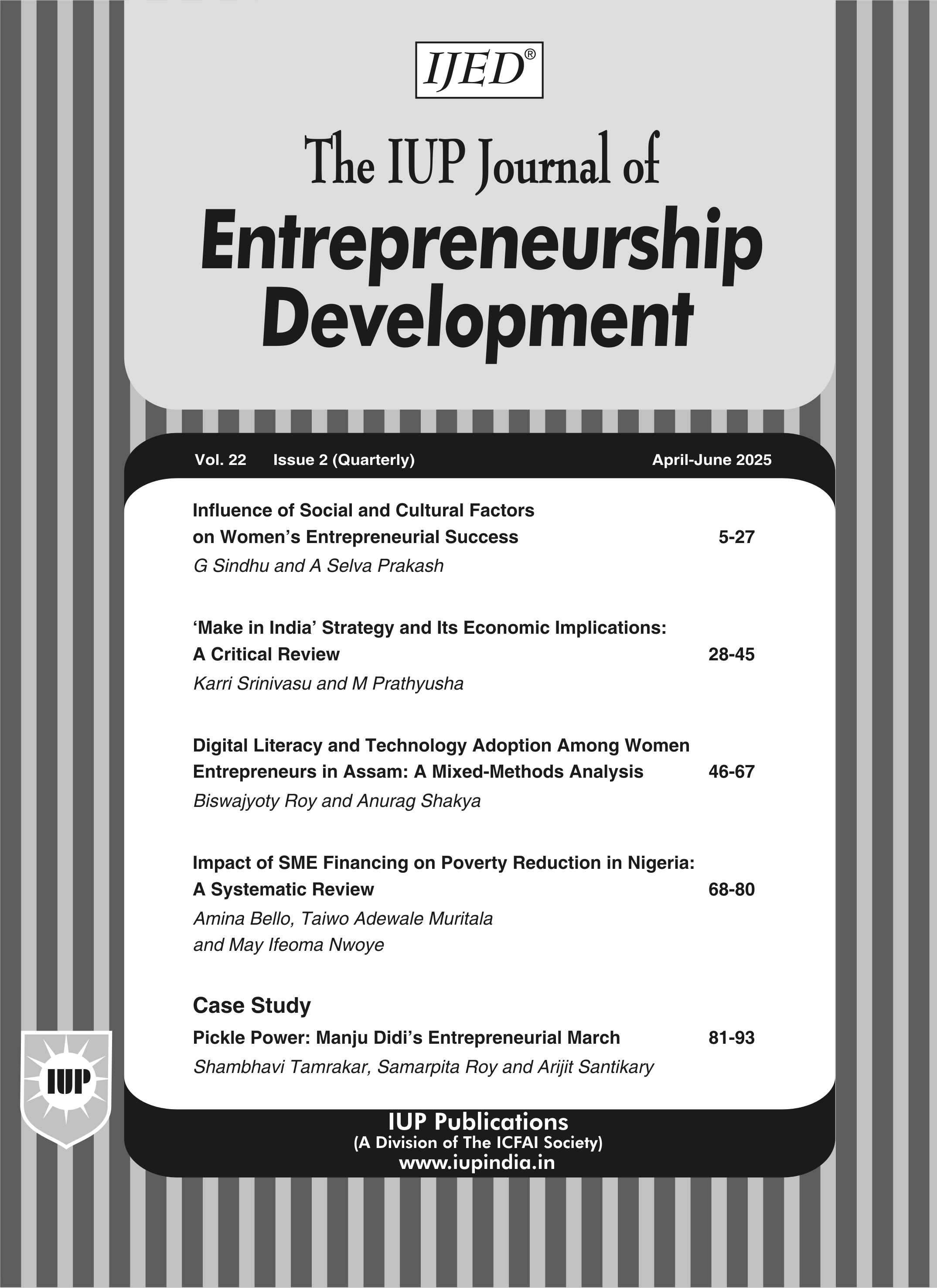 The IUP Journal of Entrepreneurship Development