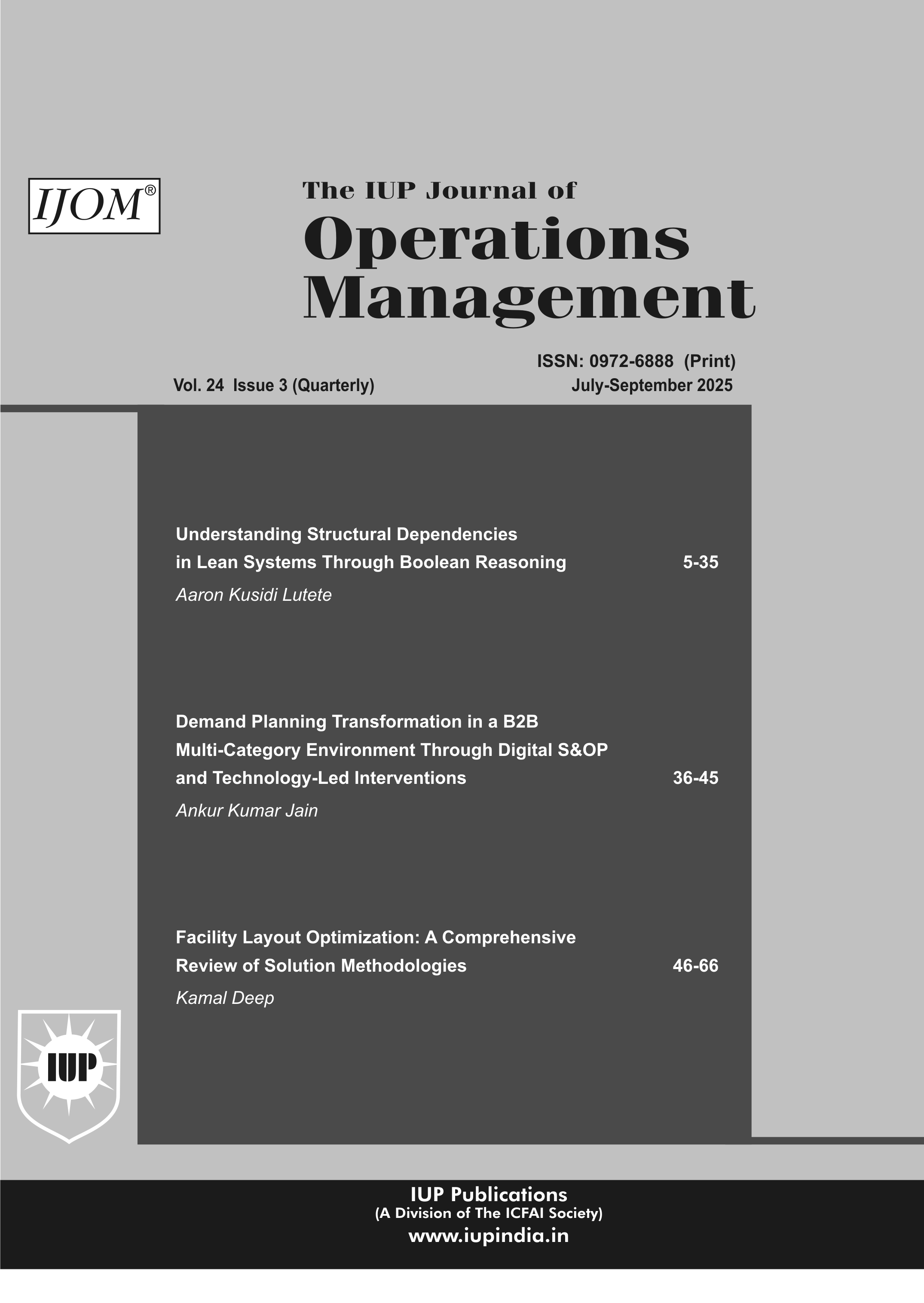 The IUP Journal of Operations Management