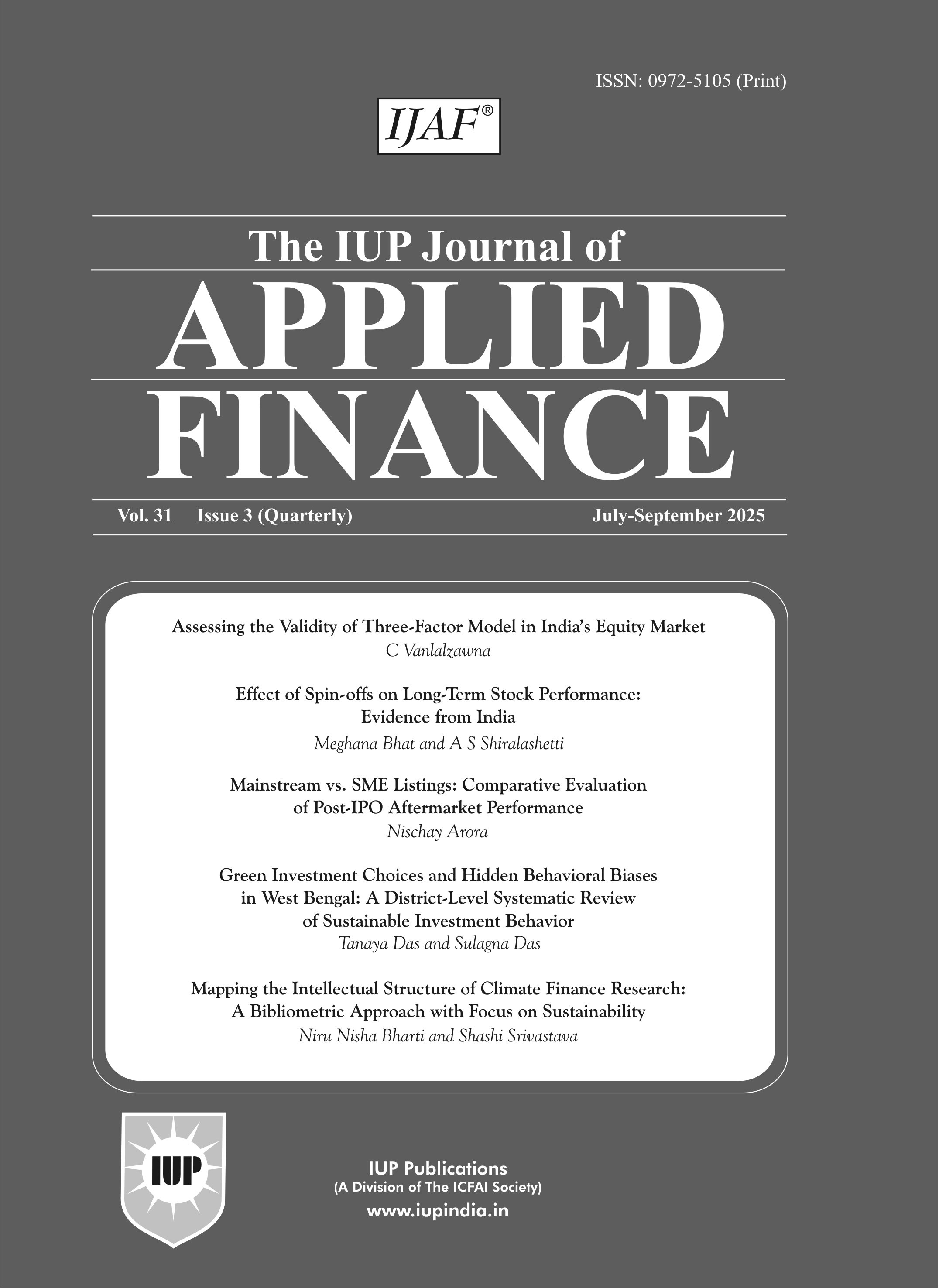 The IUP Journal of Applied Finance