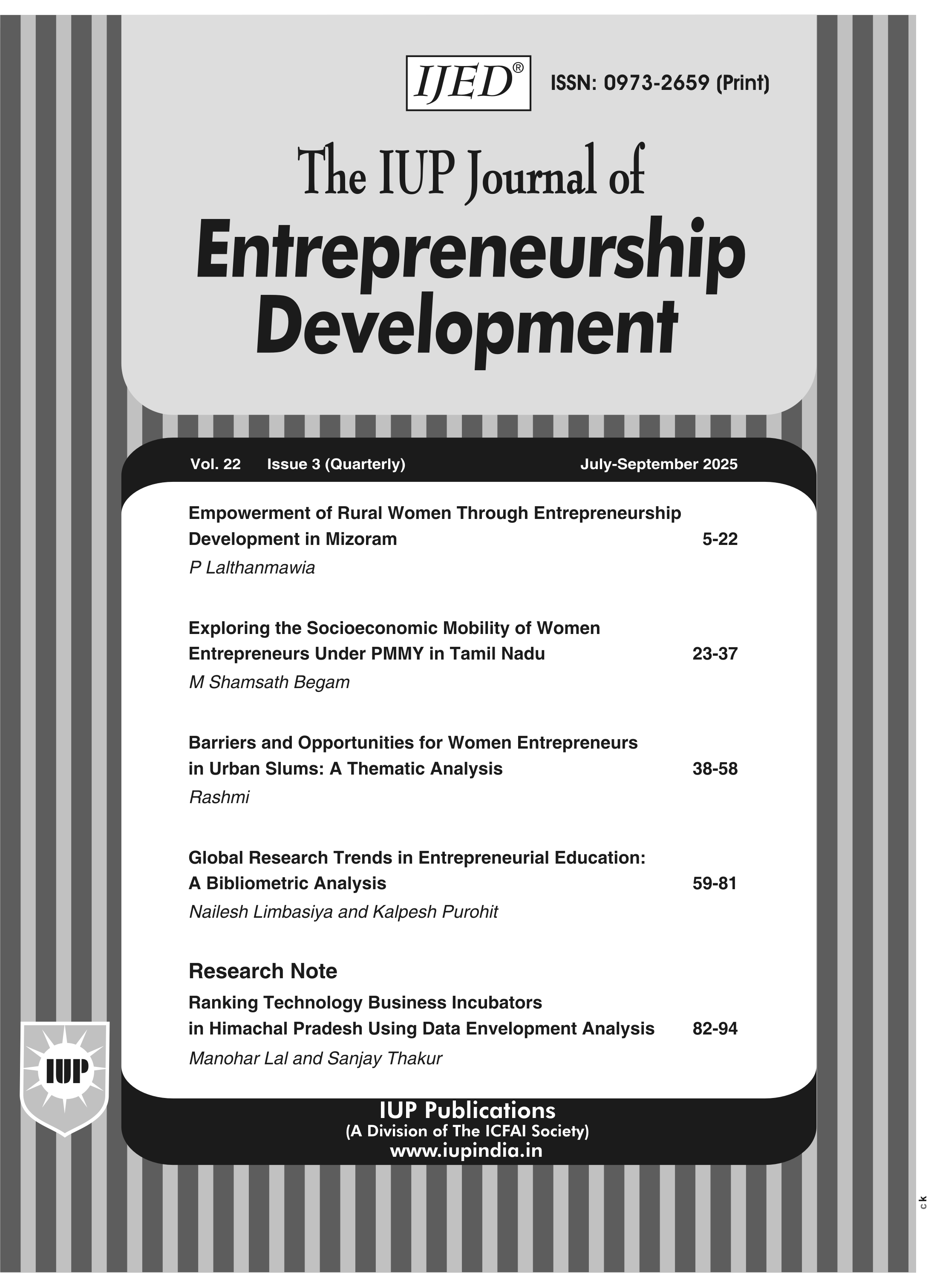The IUP Journal of Entrepreneurship Development