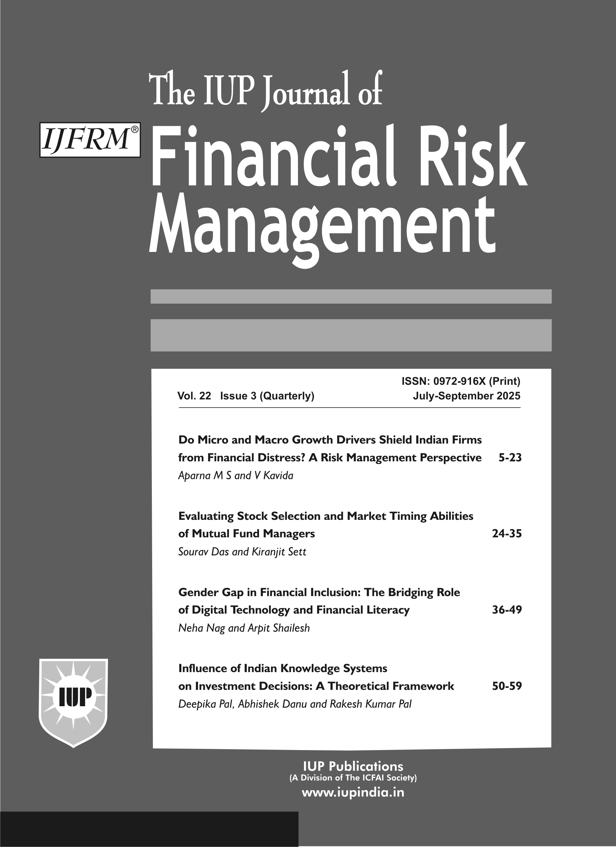 The IUP Journal of Financial Risk Management