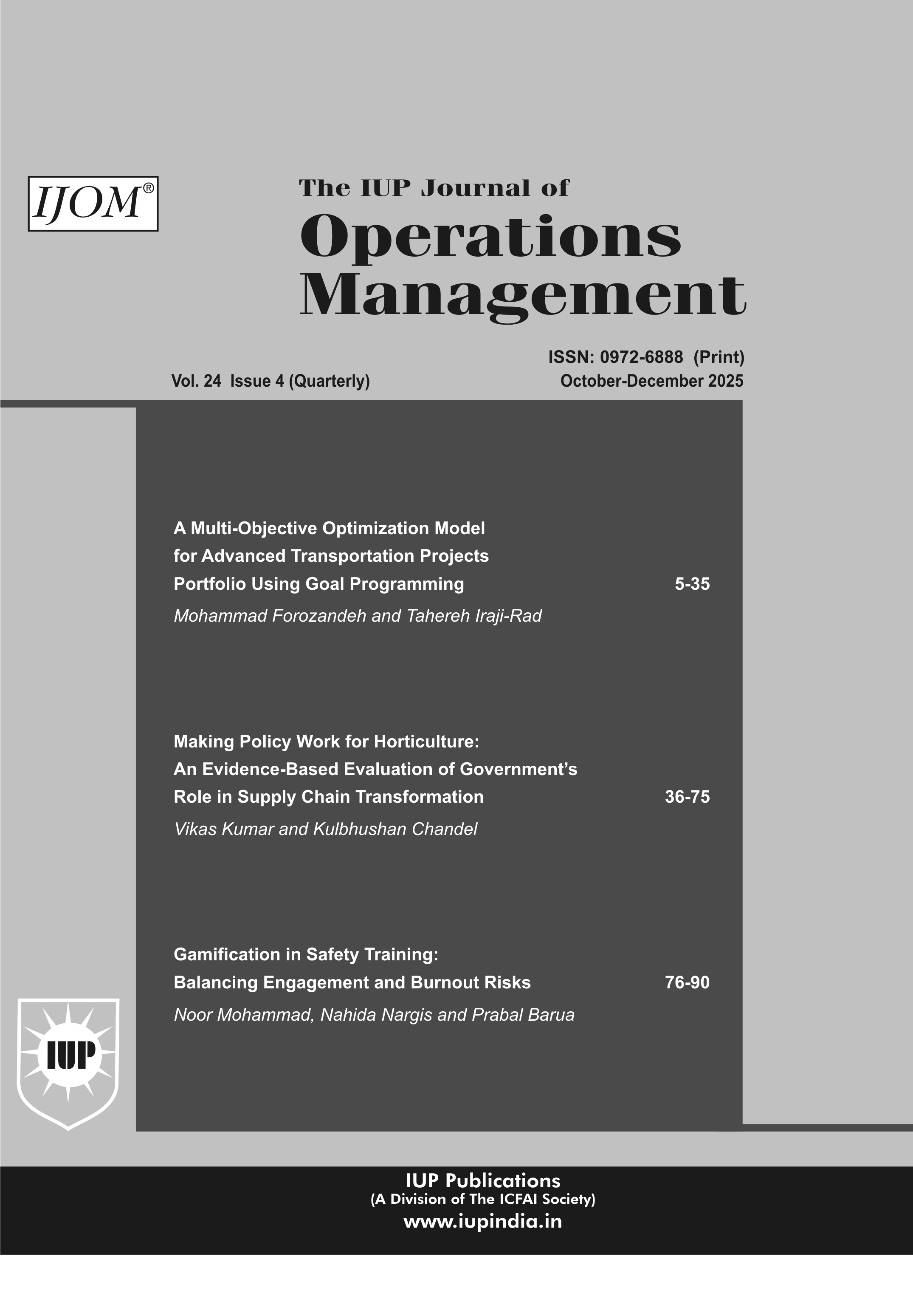 The IUP Journal of Operations Management