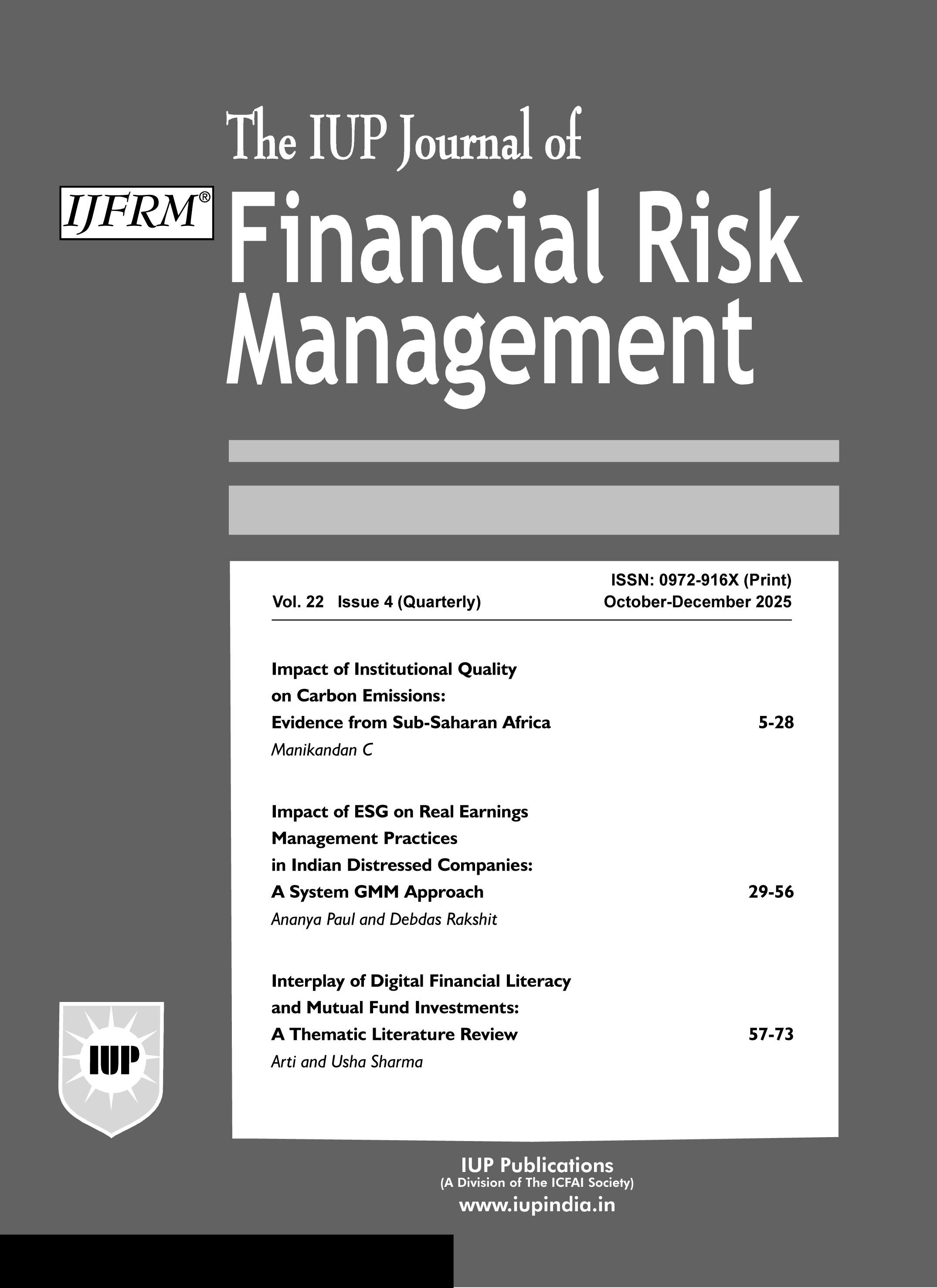 The IUP Journal of Financial Risk Management