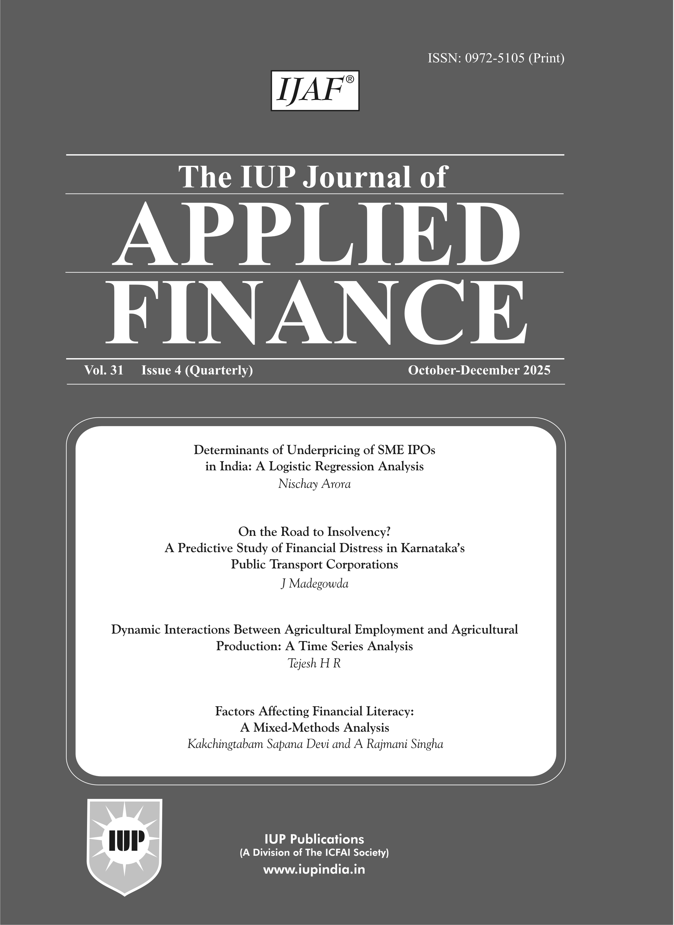 The IUP Journal of Applied Finance