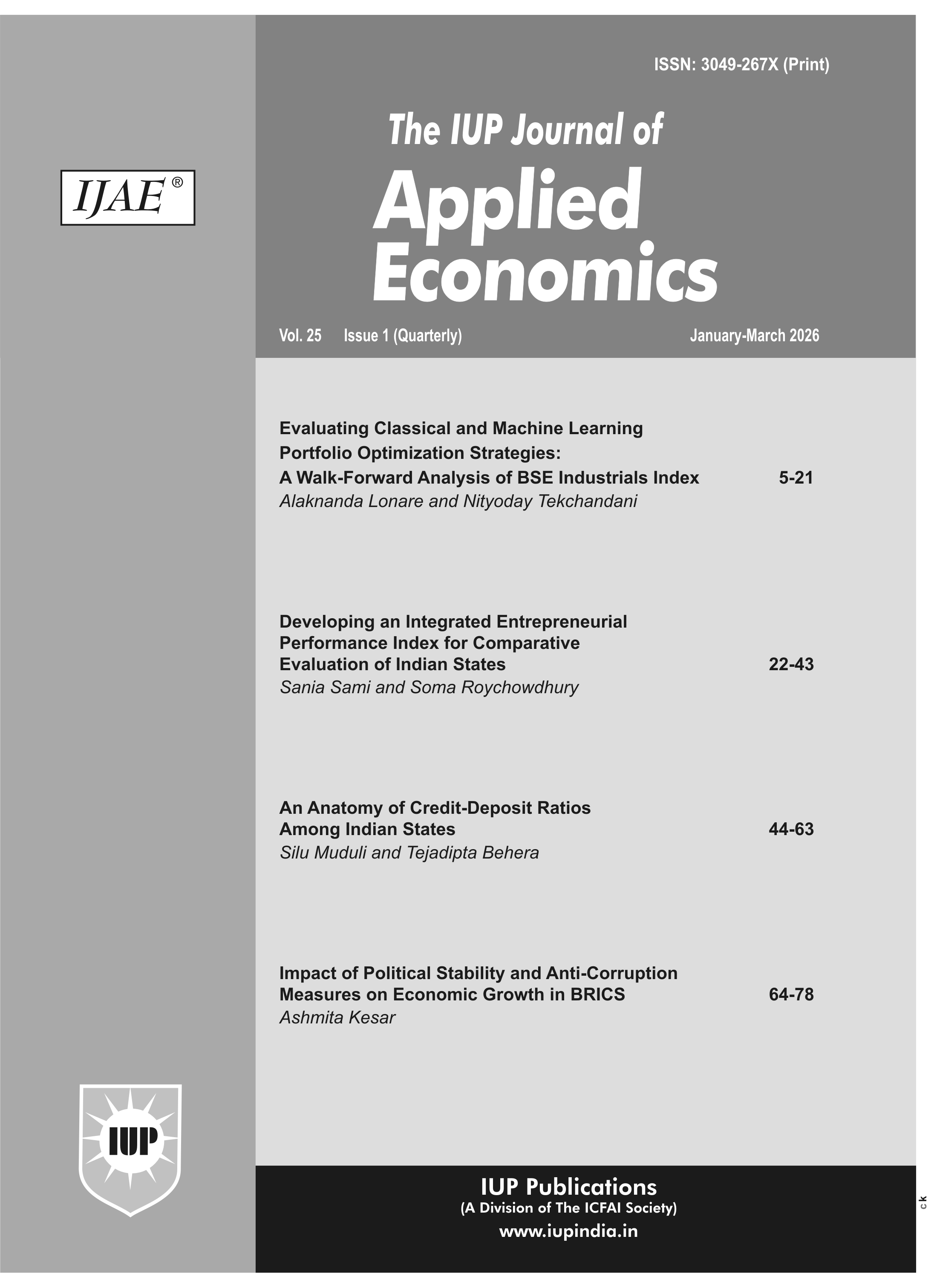 The IUP Journal of Applied Economics
