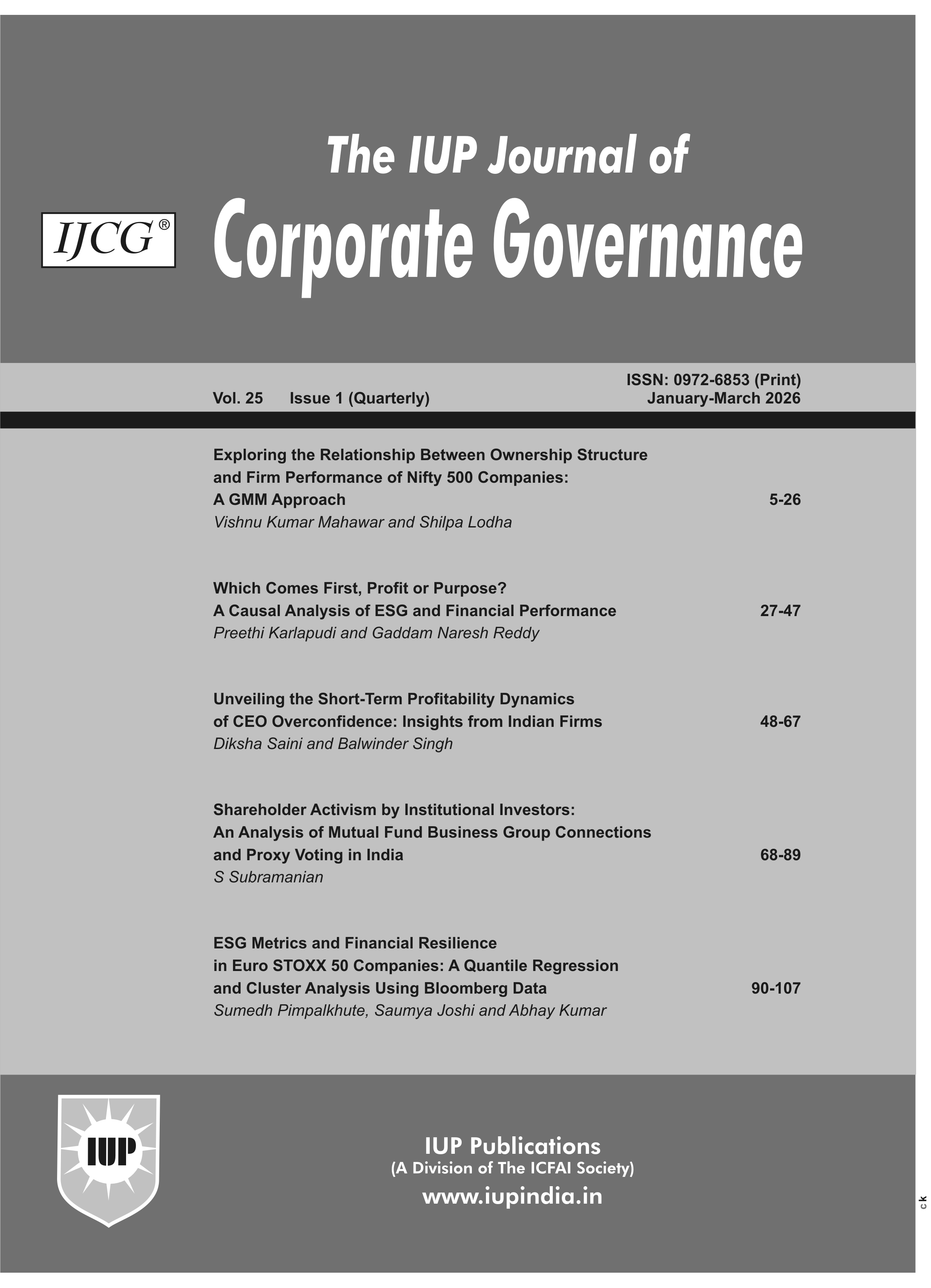 The IUP Journal of Corporate Governance