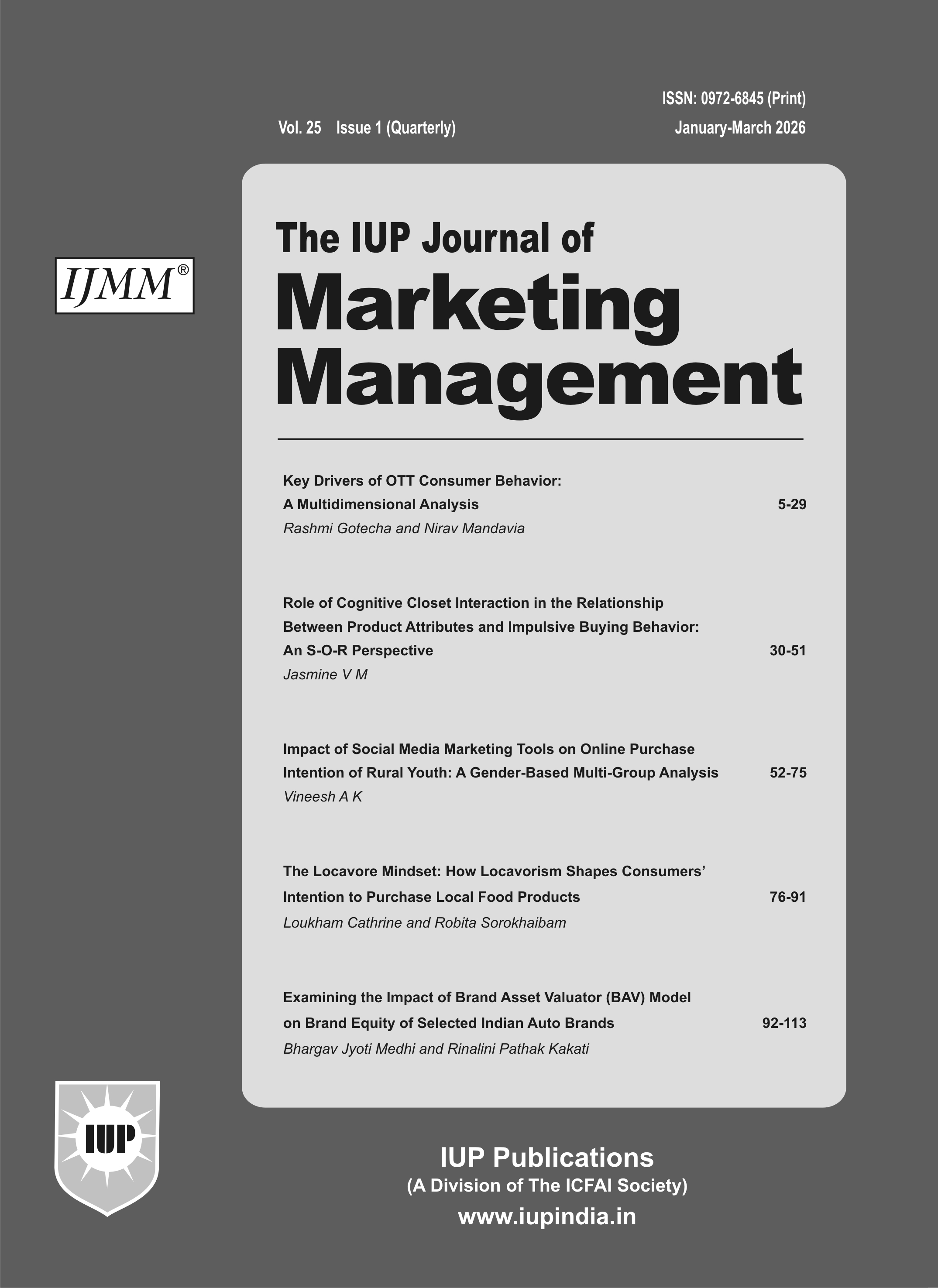 The IUP Journal of Marketing Management