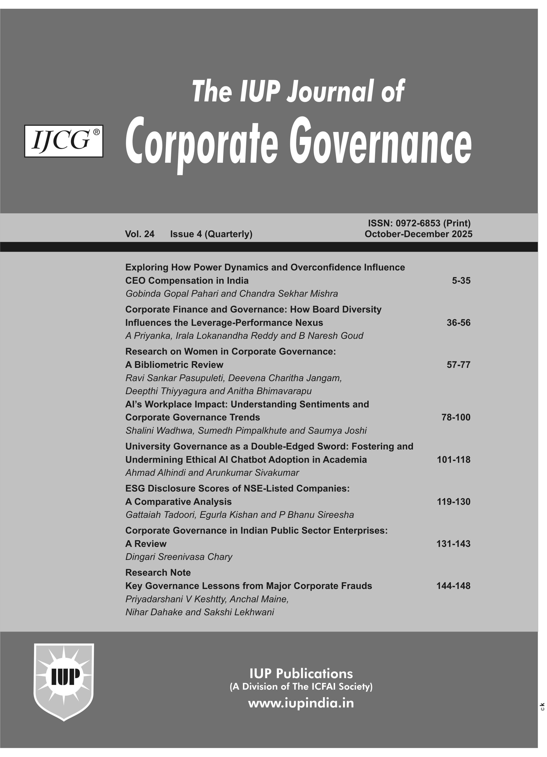 The IUP Journal of Corporate Governance