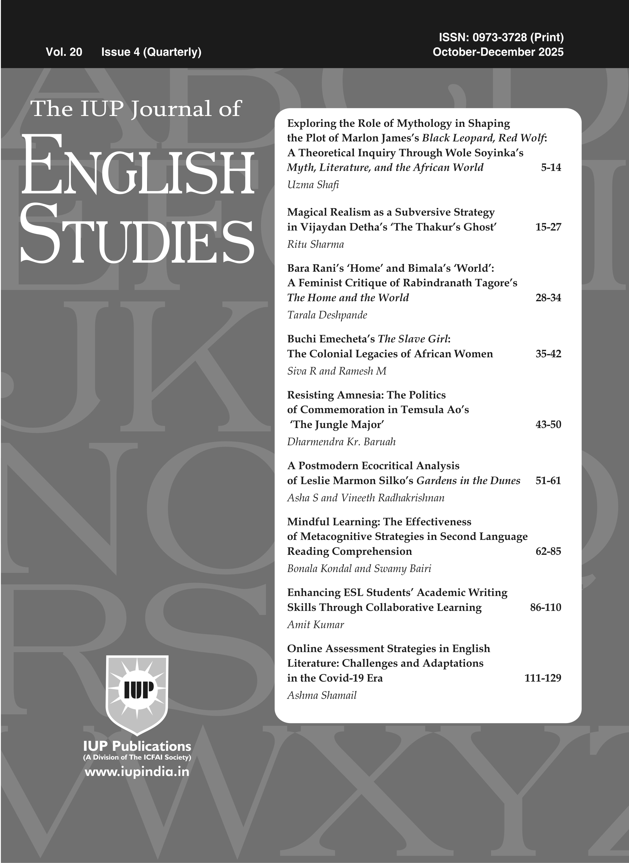 The IUP Journal of English Studies
