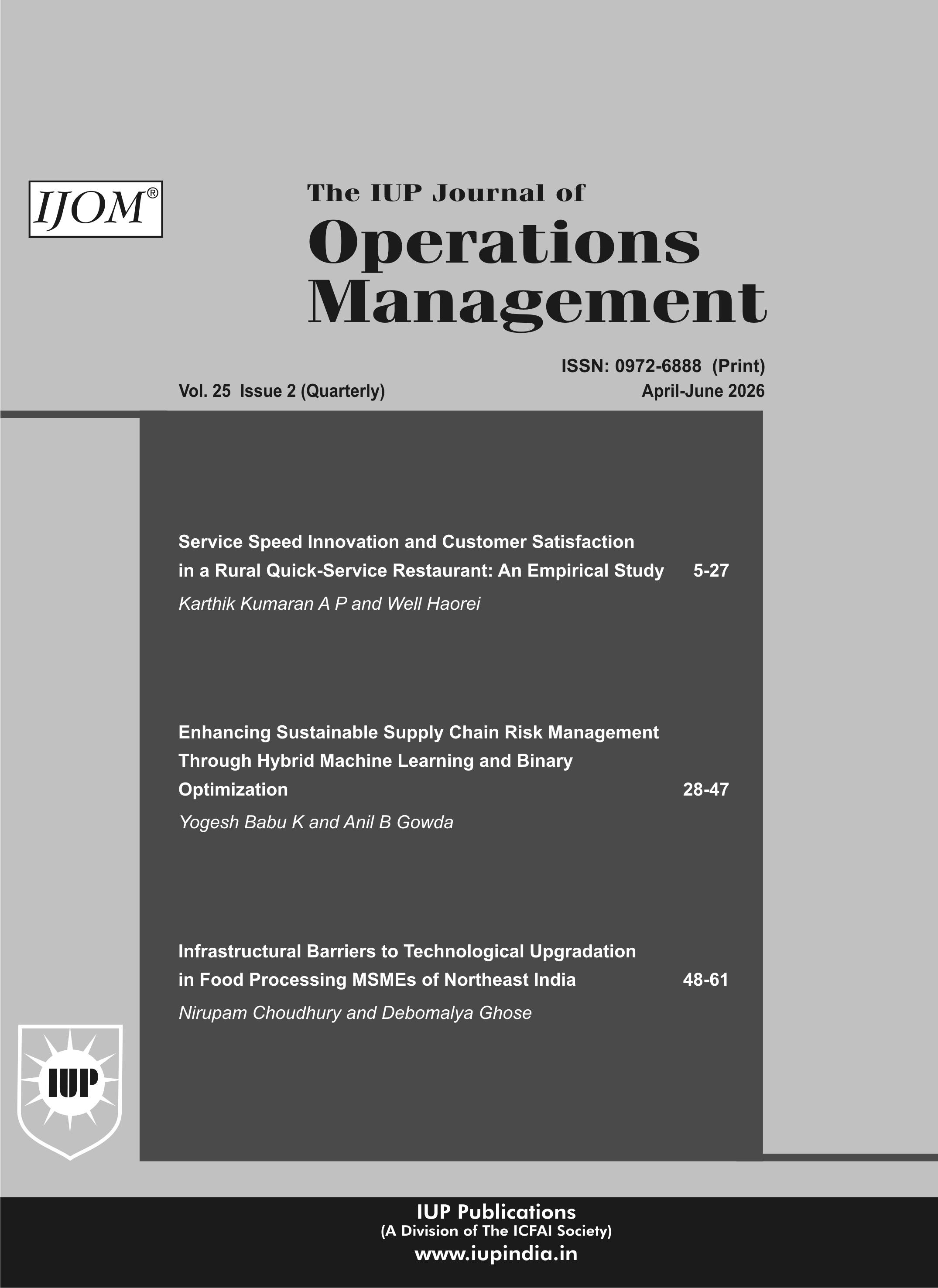 The IUP Journal of Operations Management