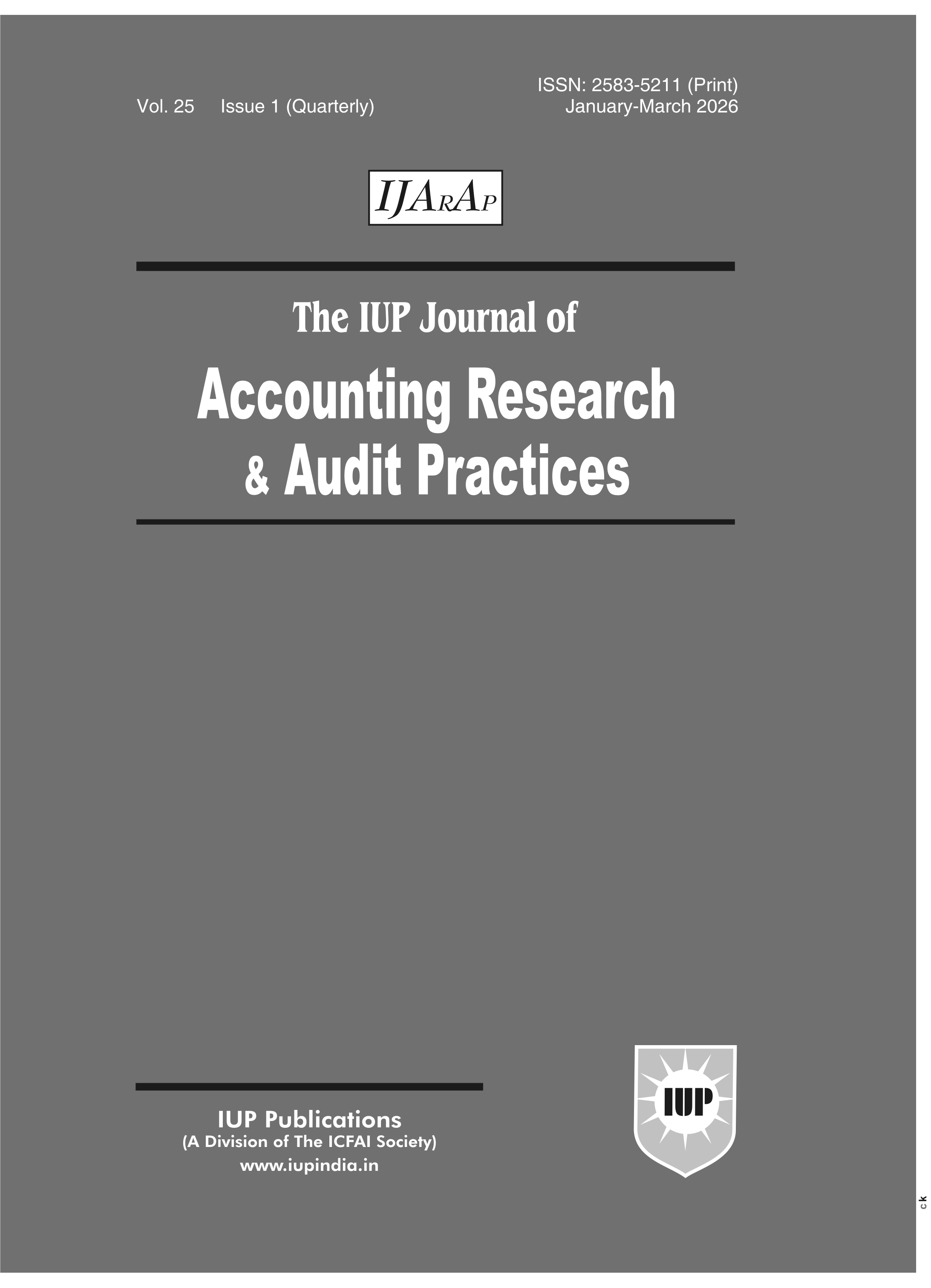The IUP Journal of Accounting Research & Audit Practices