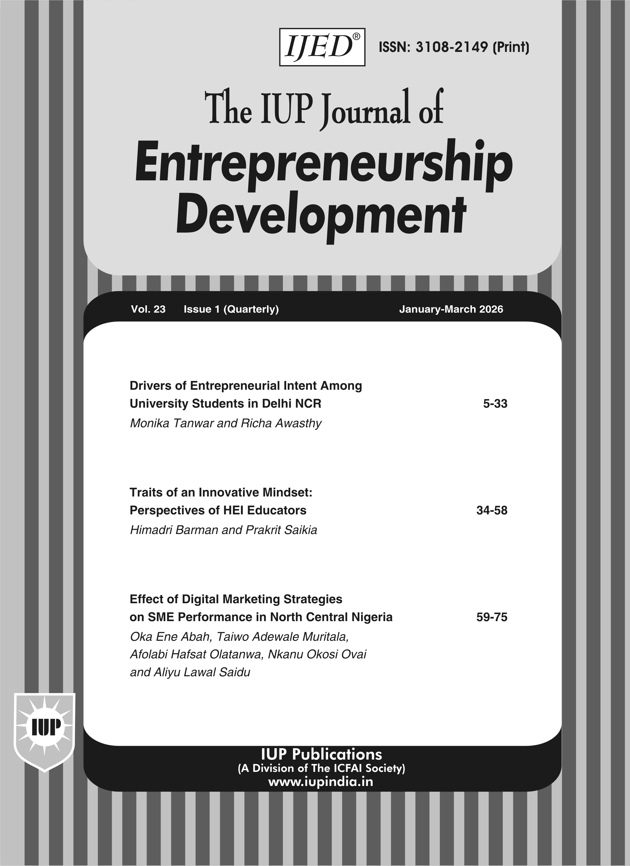 The IUP Journal of Entrepreneurship Development