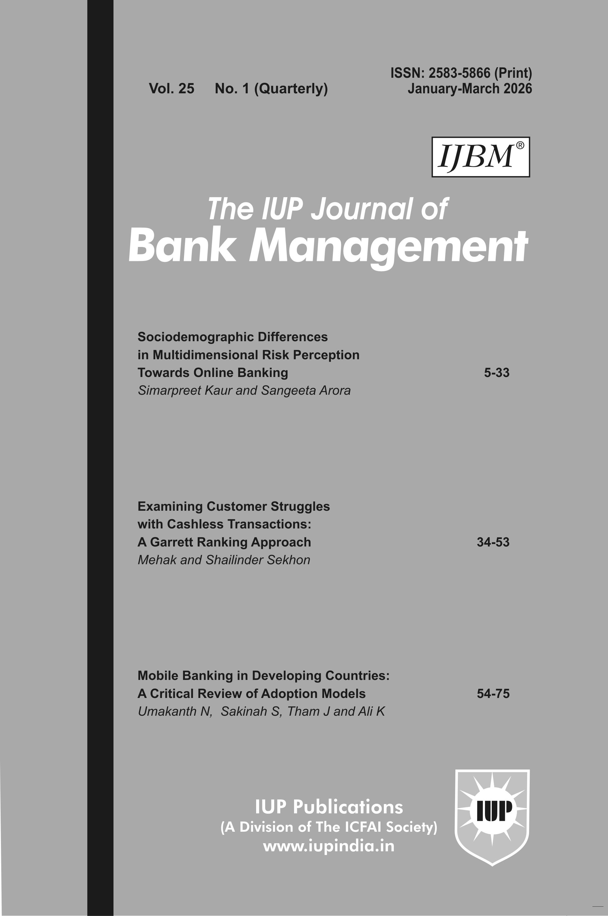 The IUP Journal of Bank Management