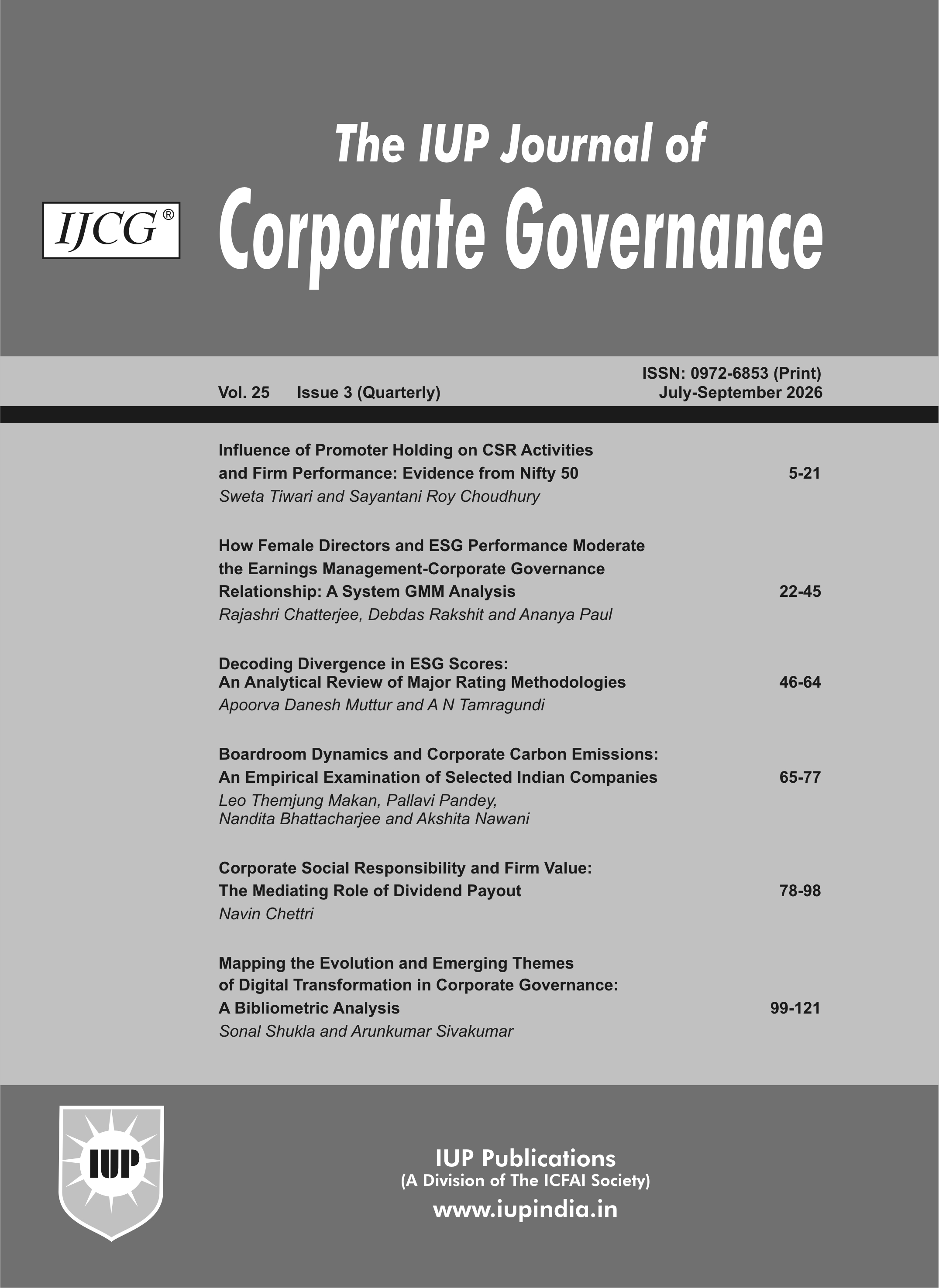 The IUP Journal of Corporate Governance