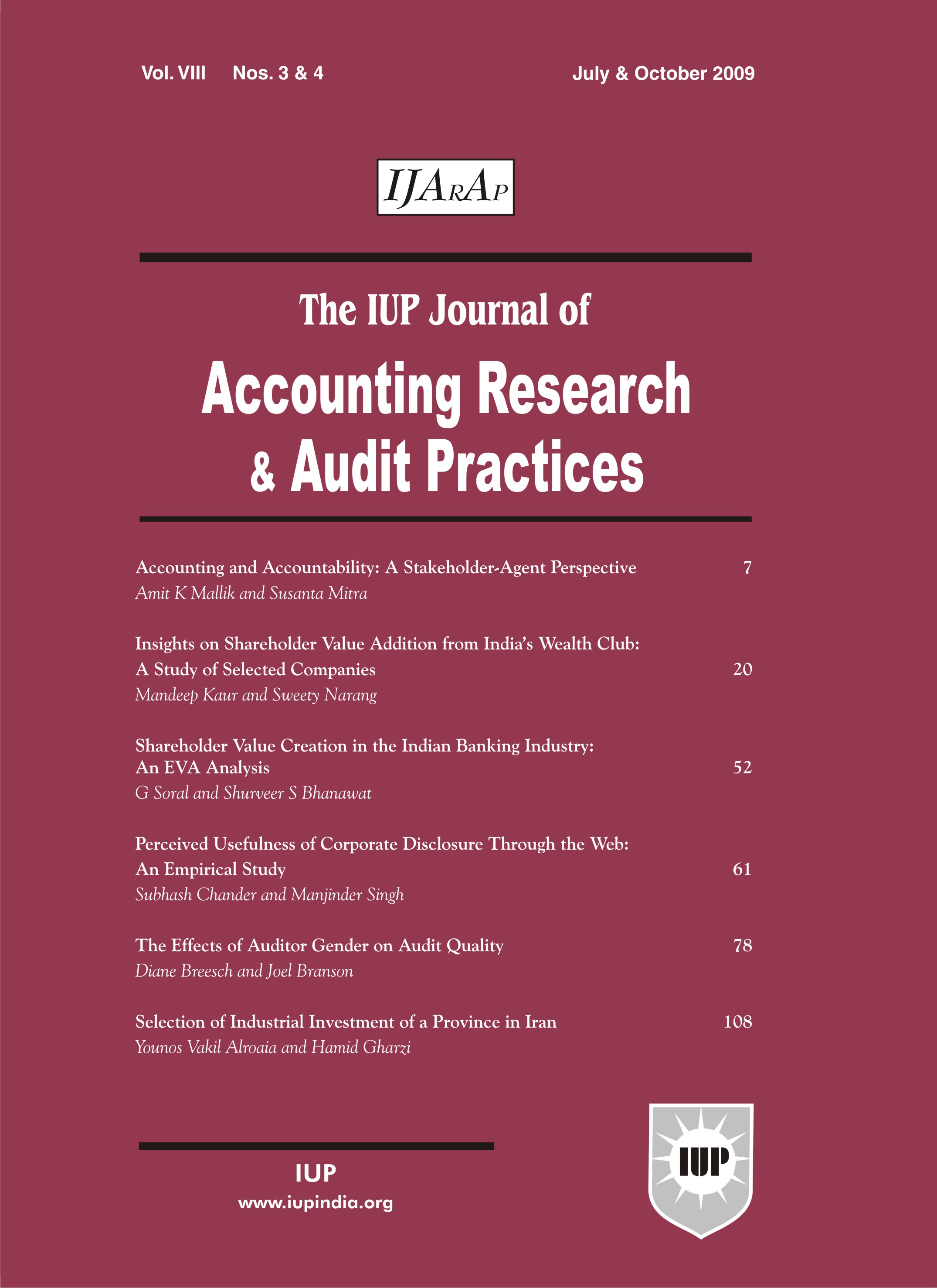 The IUP Journal of Accounting Research & Audit Practices