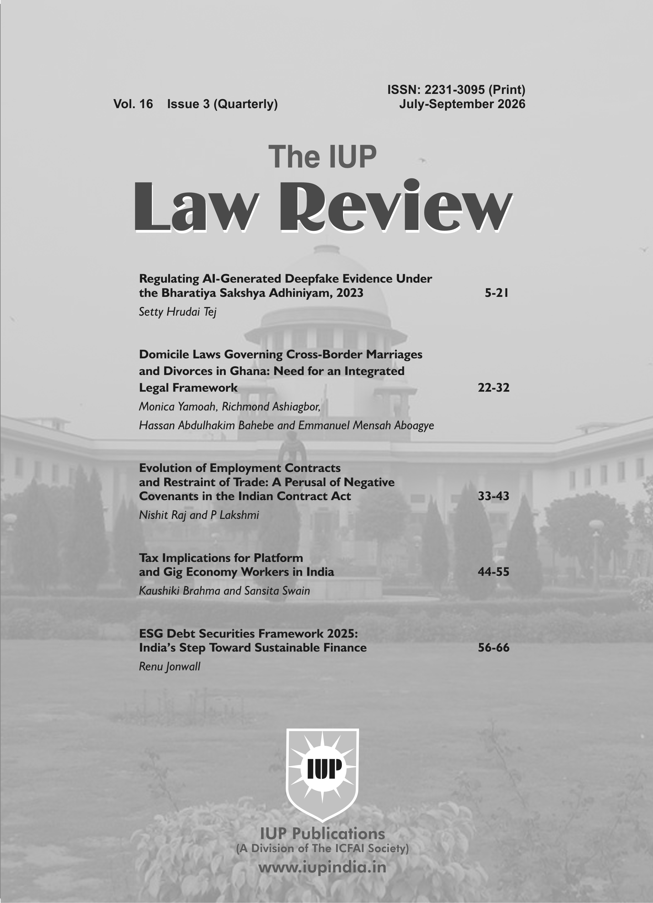 The IUP Journal of Law Review