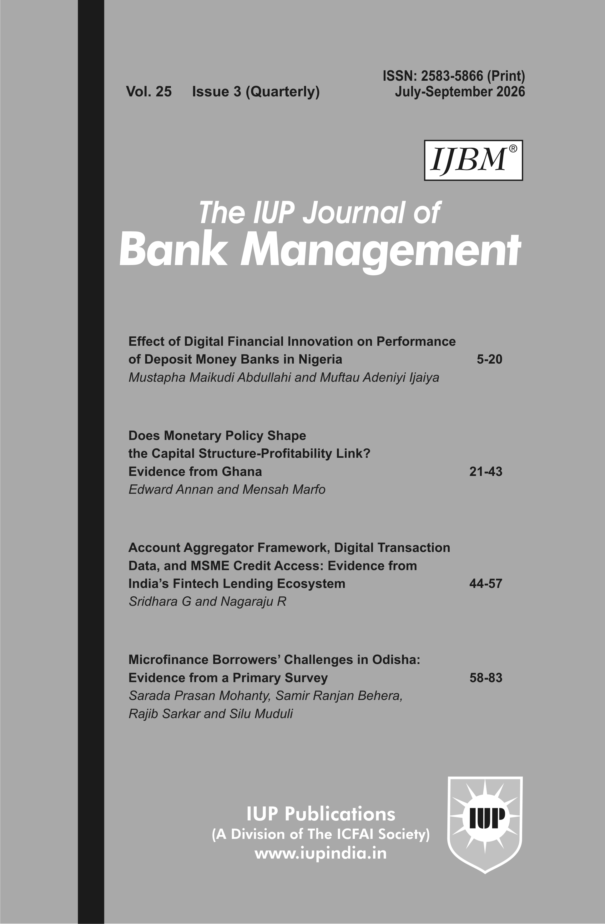 The IUP Journal of Bank Management