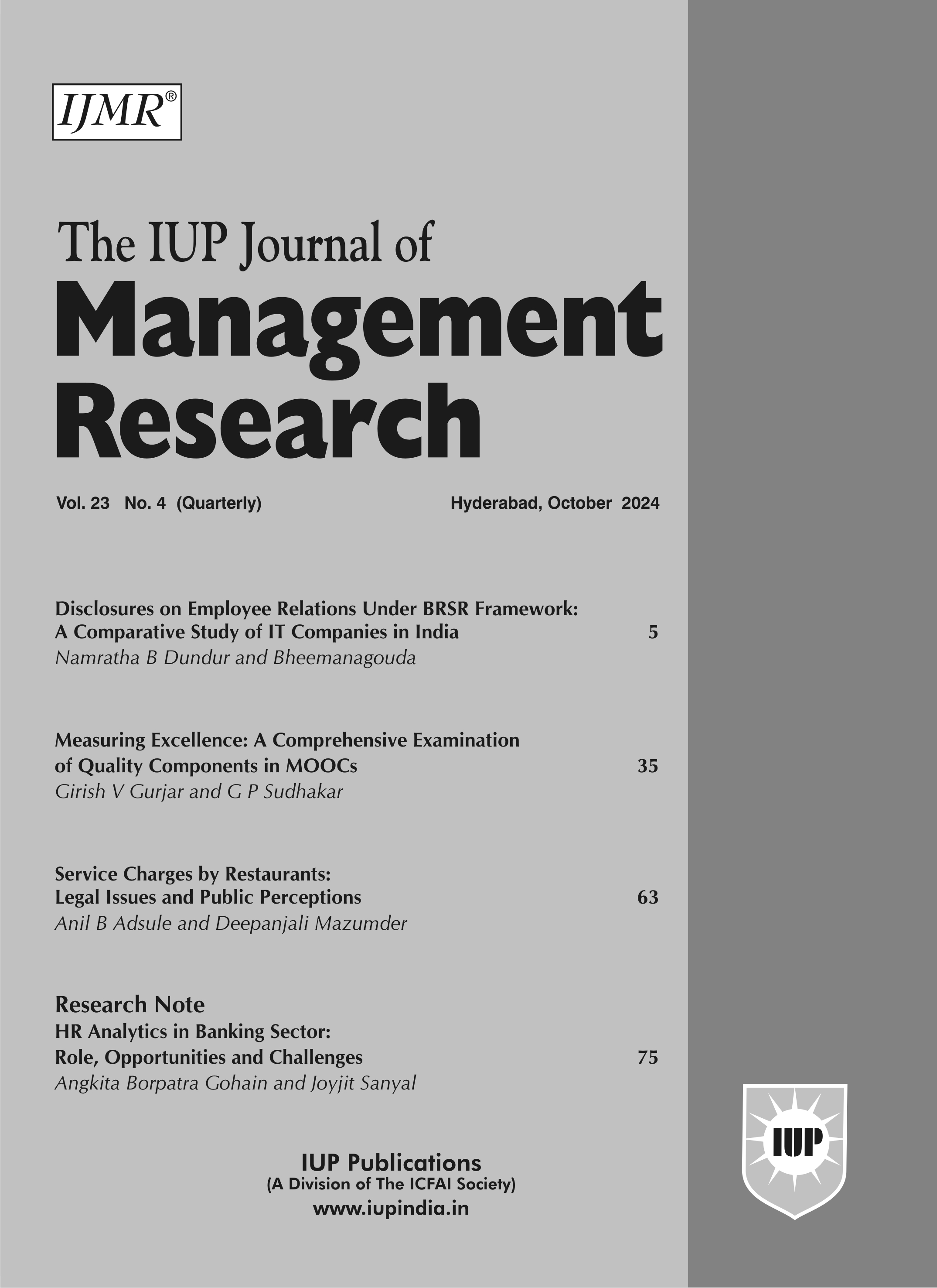 The IUP Journal of Management Research